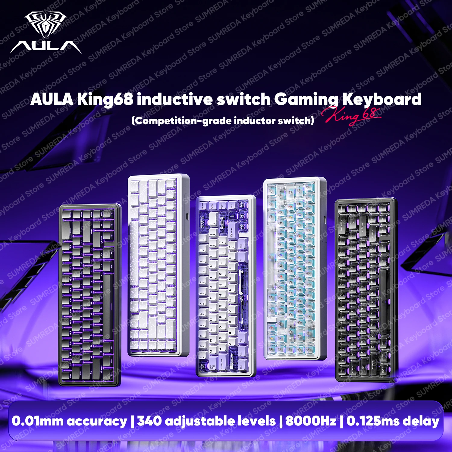 

AULA King68 Wired Gaming Mechanical Keyboard Inductor Switch RT0.01MM 8KHz Return Rate 0.125ms Delay Hotswap FPS Gamer Keyboard