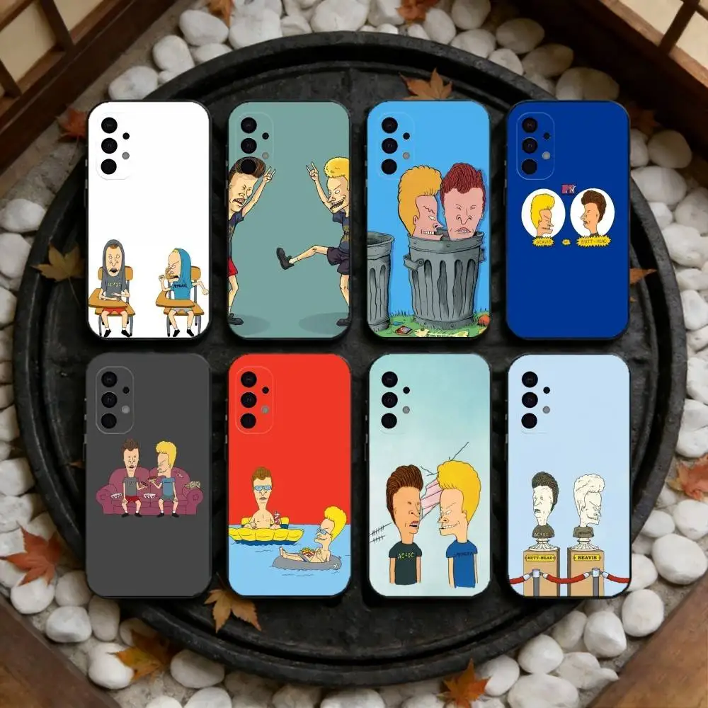 

B-Beavis A-And Butthead Phone Case For Samsung S25,S24,S23,S22,S21,S20,Ultra,Plus,FE Black Soft Cover