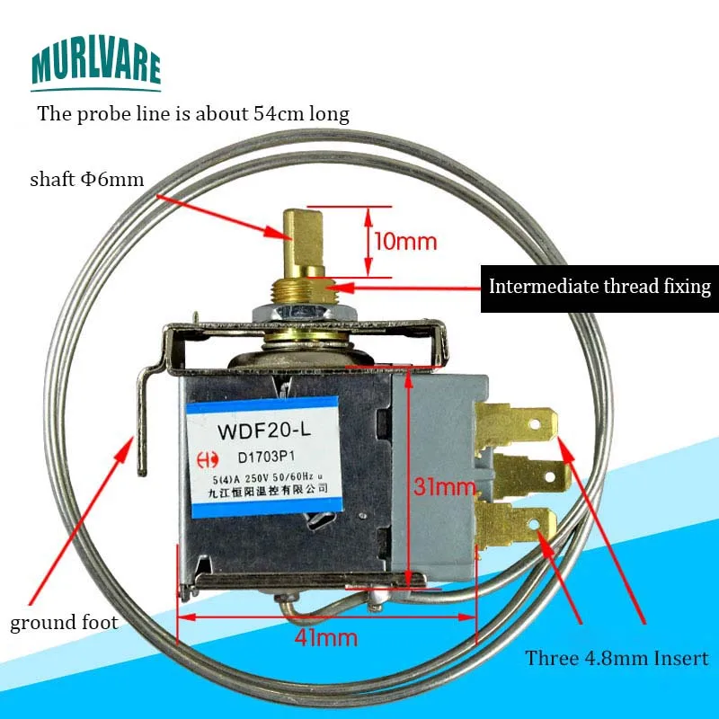 Refrigerator Thermostat Temperature Control Switch Freezer Universal Mechanical Temperature Control WDF20-L 3 Foot Thermostat