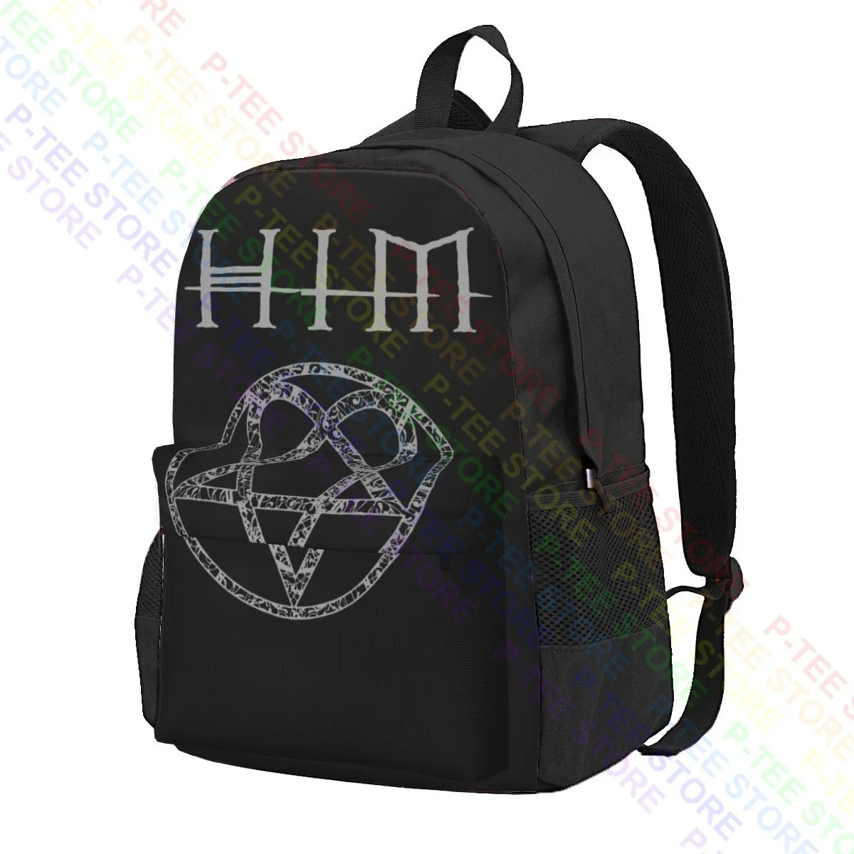 Him Ornate Heartagram Large Capacity Backpack Travel Training Shopping Bag Clothes Backpacks