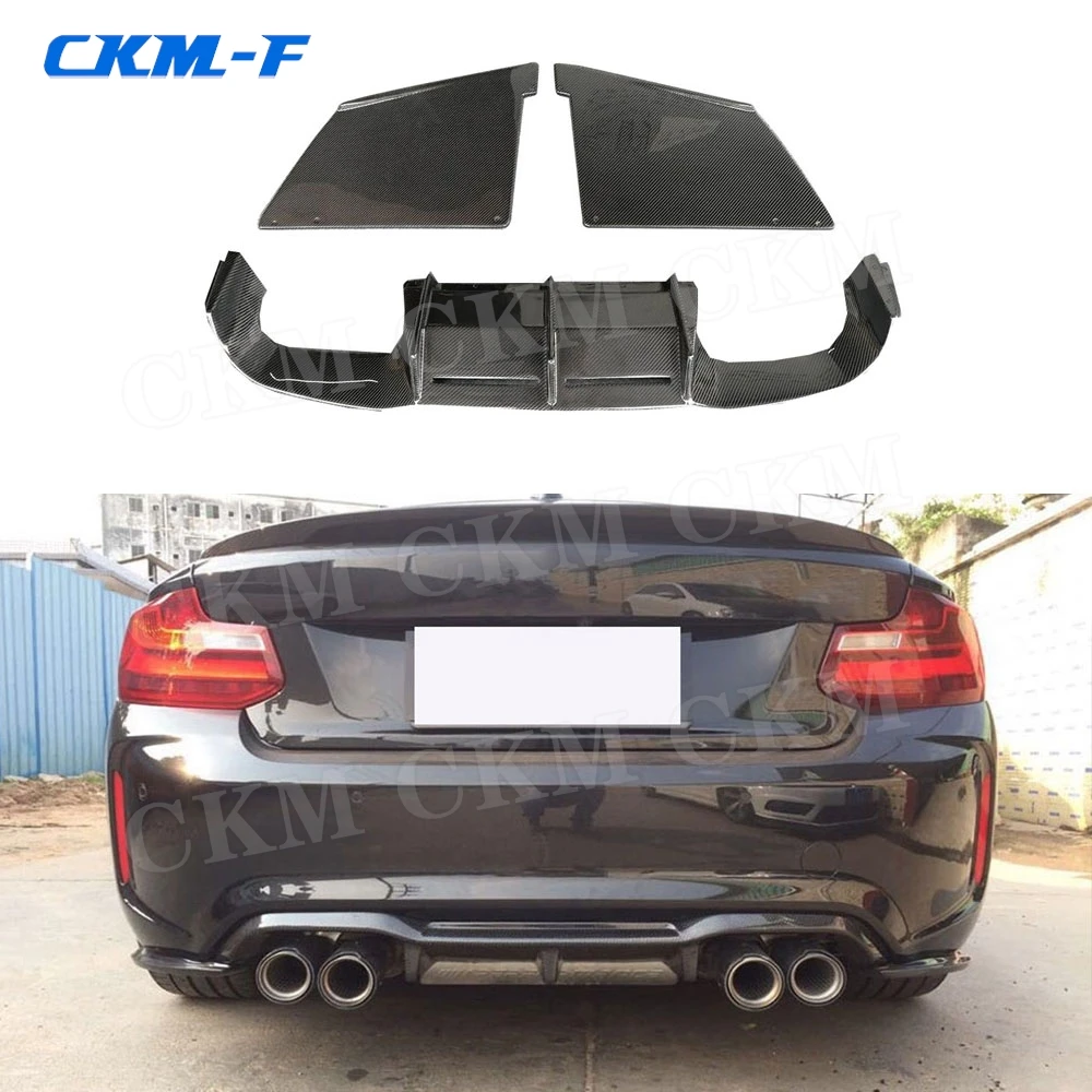 

Carbon Fiber Rear Diffuser Lip Wing Spoiler Bumper Guard for BMW 2 Series F87 M2 2015 2016 2017 M Type Fins Shark Style Diffuser