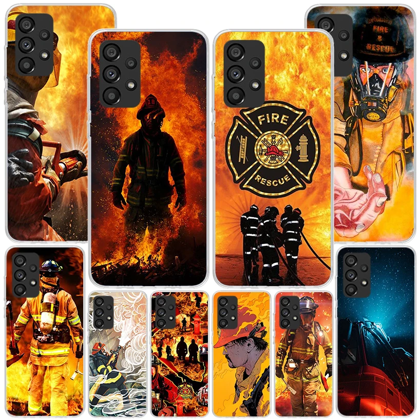 Firemen Hero Flame Phnoe Case for Samsung Galaxy A15 A55 A35 A25 A14 A54 A34 A24 A13 A53 A33 A23 A52 A12 A32 A22 A04S A03S A02S