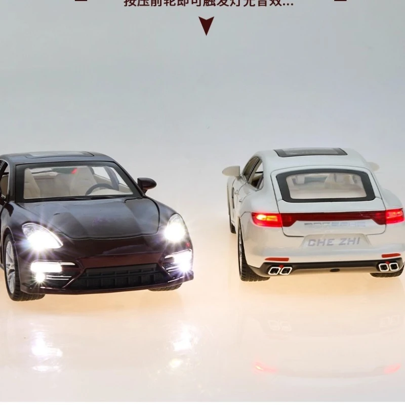 1:24 Panamera Miniatur-Sportwagenmodell, Spielzeug, Legierung, Druckguss, Türen, geöffnet, Sound, Licht, zurückziehen, Supercar, Ornamente, Geschenke