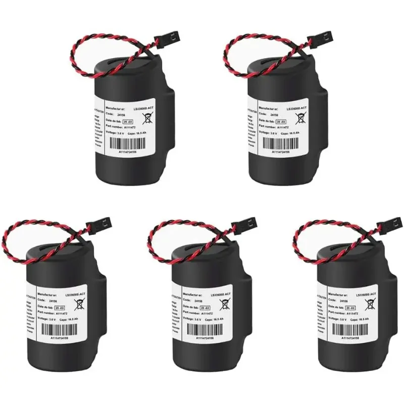 

5-Pack LS33600B-ACT 3.6V 16500mAh with Plug Non-Rechargeable Disposable Lithium Battery Resistance for Gas Flow Meter