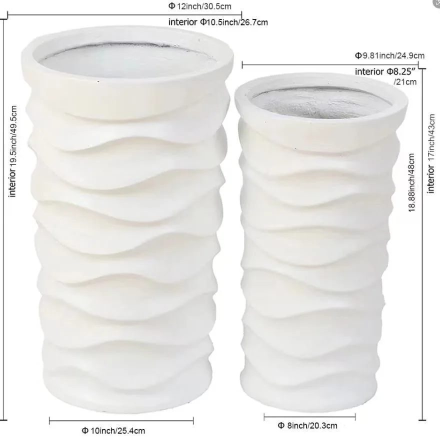 

Magnesium oxide handicrafts Floor-to-ceiling vases Hotel shopping malls Modern decorations Spiral cylindrical flower ornaments P