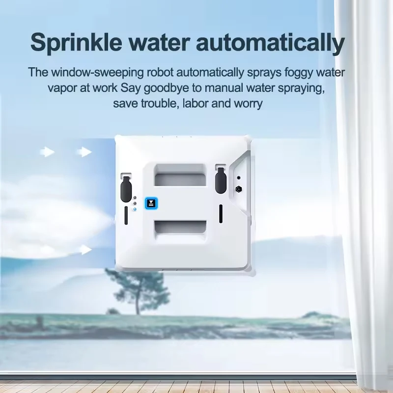 Robotic Window Cleaner W140 Dual Sprayer,Anti-falling Smart Remote Controls High Vacuum Suction, Home Wall Glass Cleaning Robot