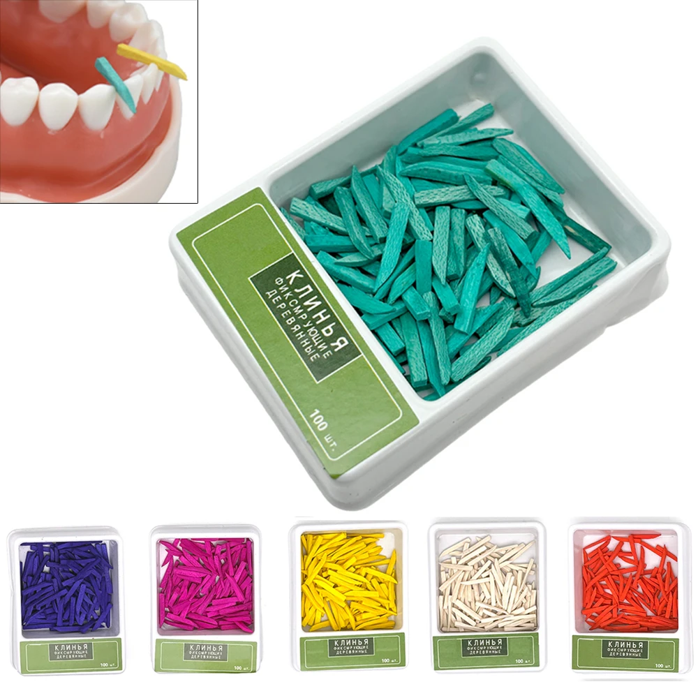 

100Pcs Dental Wooden Wedges Interdental Contoured Disposable Dental Wedges Nonexpansion with Water Maple Wooden Wedges Dentistry