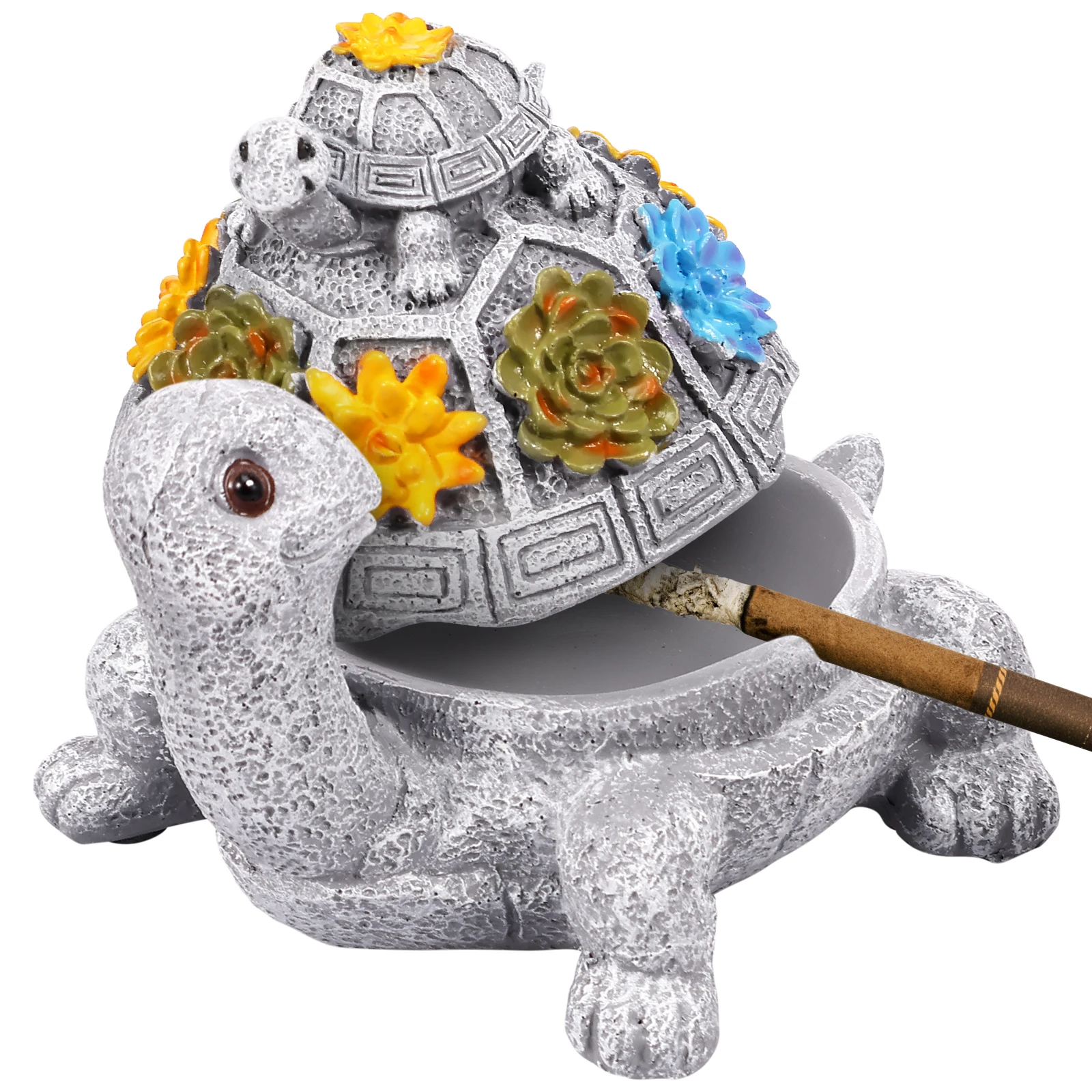 Creative Turtle Ash Trays Resin Animal Ash Tray With Lid Indoor Outdoor Patio Home Porch Decors Smoking Accessories Gifts