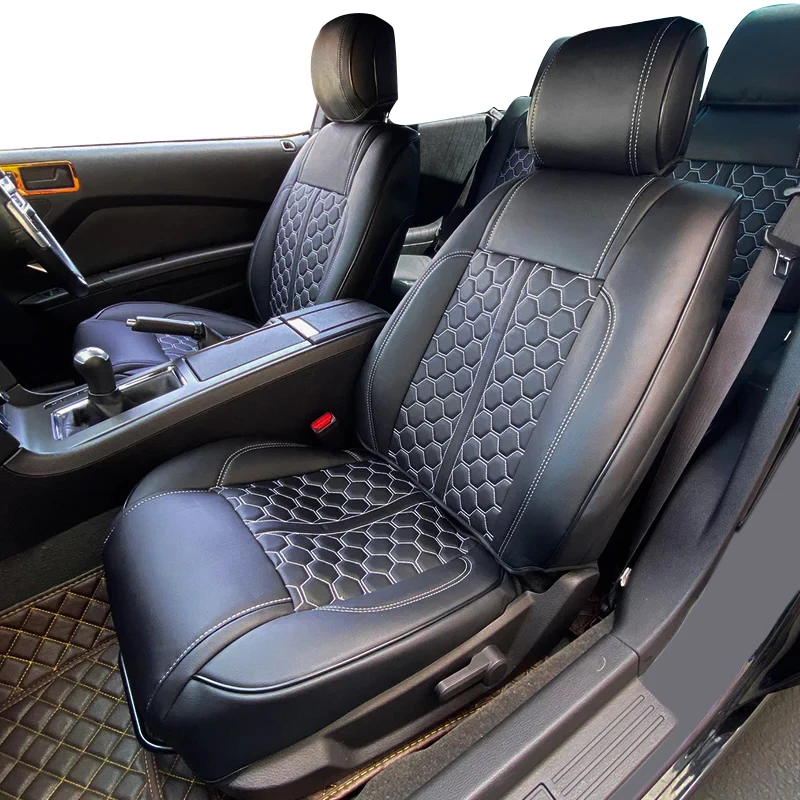 For 2010-2014  Mustang Coupe Custom Fit Original Sports Leather Car Seat Covers Front Rear Waterproof Vehicle Cushion
