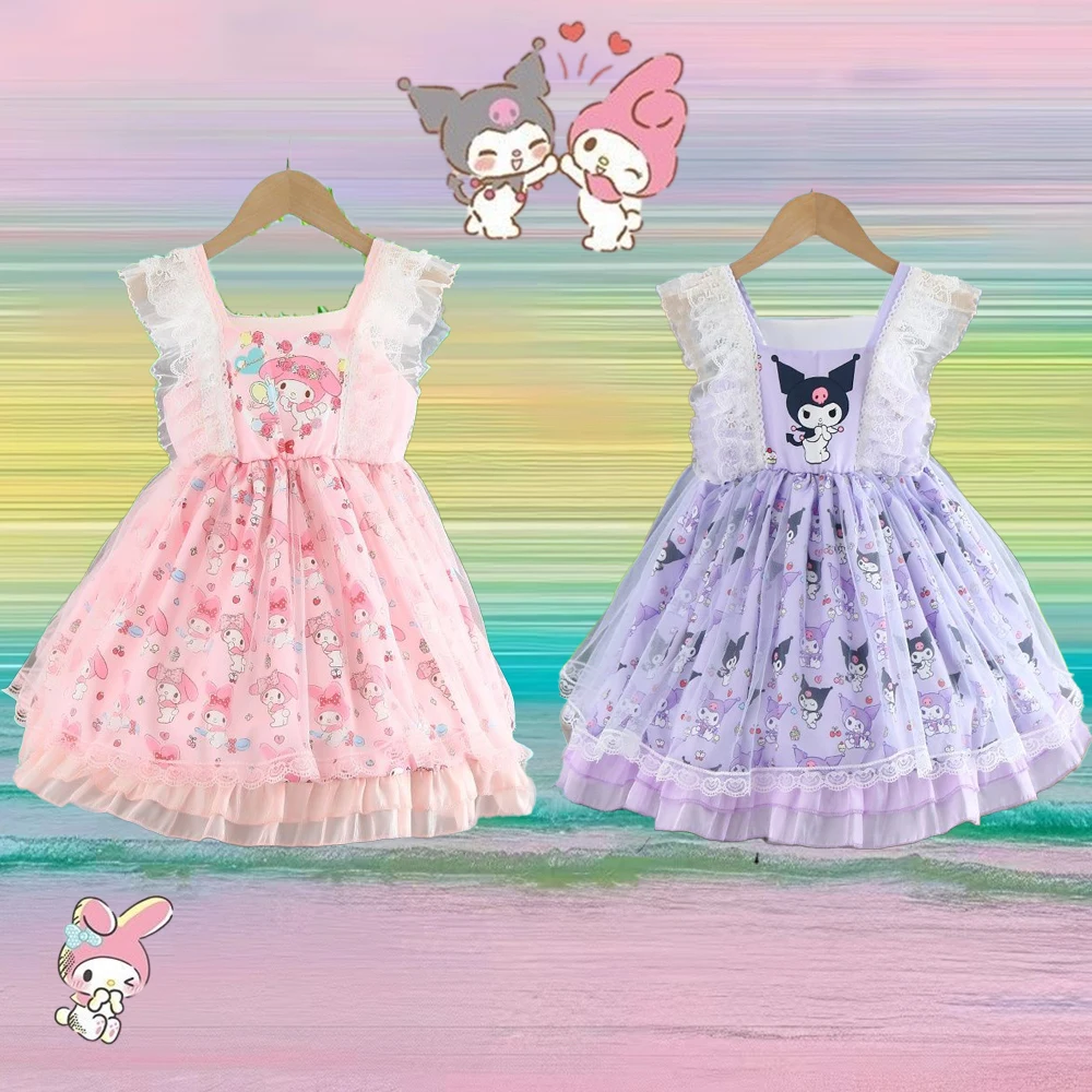 

Cartoon Kuromi Girls Lolita Skirt Hot Korean Version Fashion Children Dress Puffed Skirt Cute Summer Kawaii Sleeveless Dress