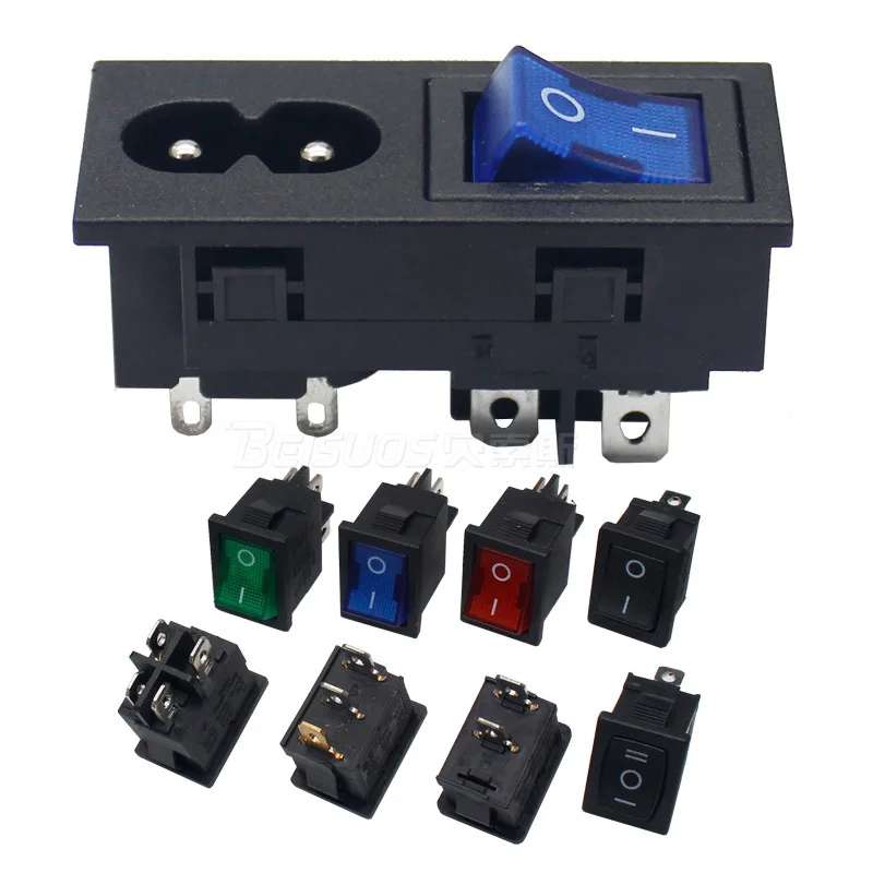 مقبس C8 مع مفتاح مقبس ثنائي في واحد مكون من 8 أحرف مع مفتاح مكون من ثمانية أحرف لأداة التجميل الفرعية مقبس وظيفة الصوت