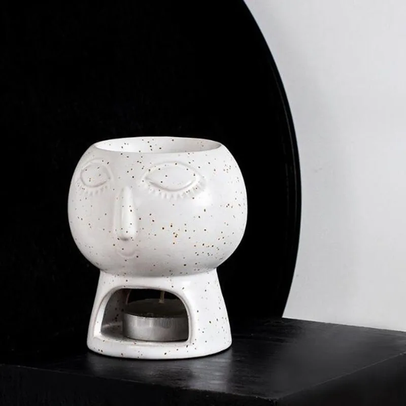 Cartoon White Porcelain Aroma Burner Candle Holder Essential Oil Furnance Oil Lamp Living Room Fragrance Item Home Decor