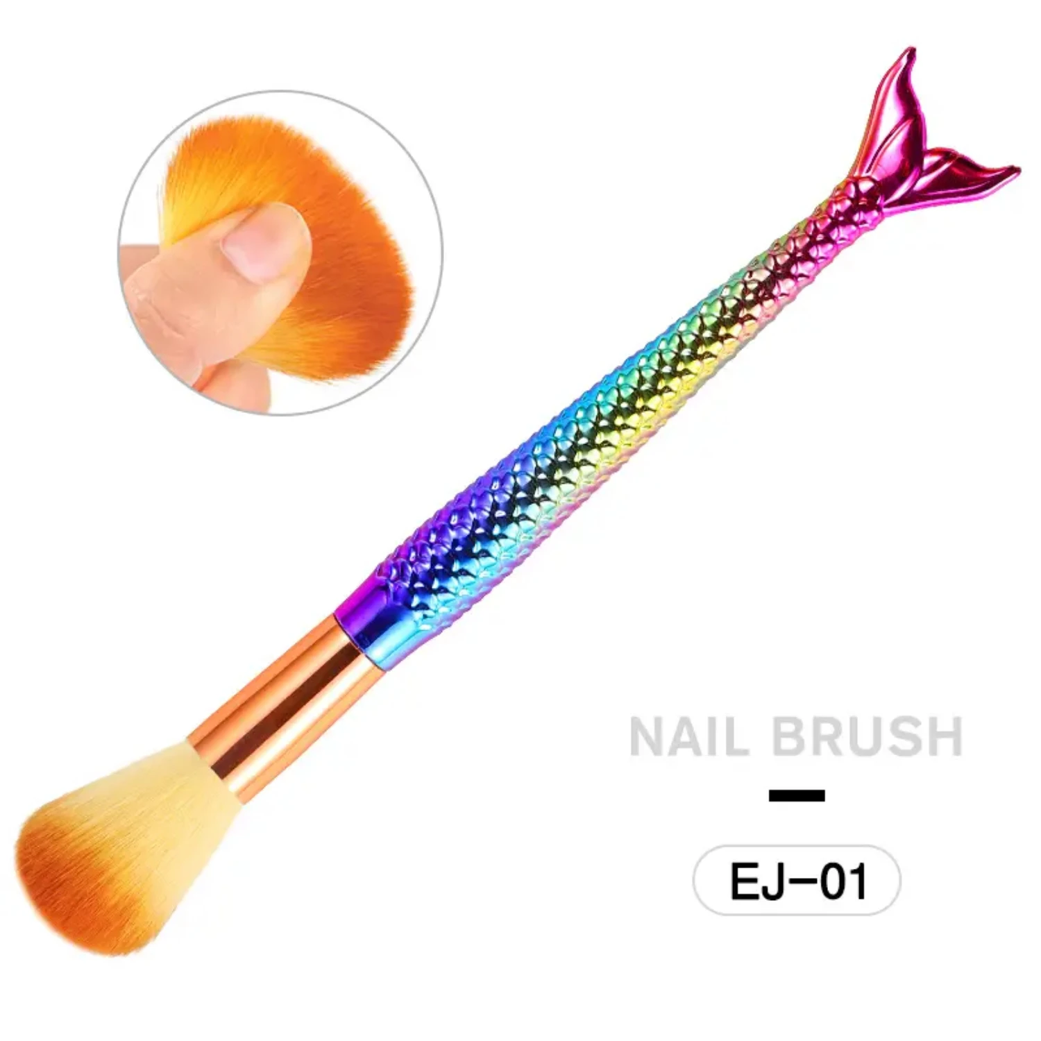 Professional High-Quality Gradient Mermaid Color Nail Dust Brush Set for Flawless Blending and Soft Application - Perfect for Al