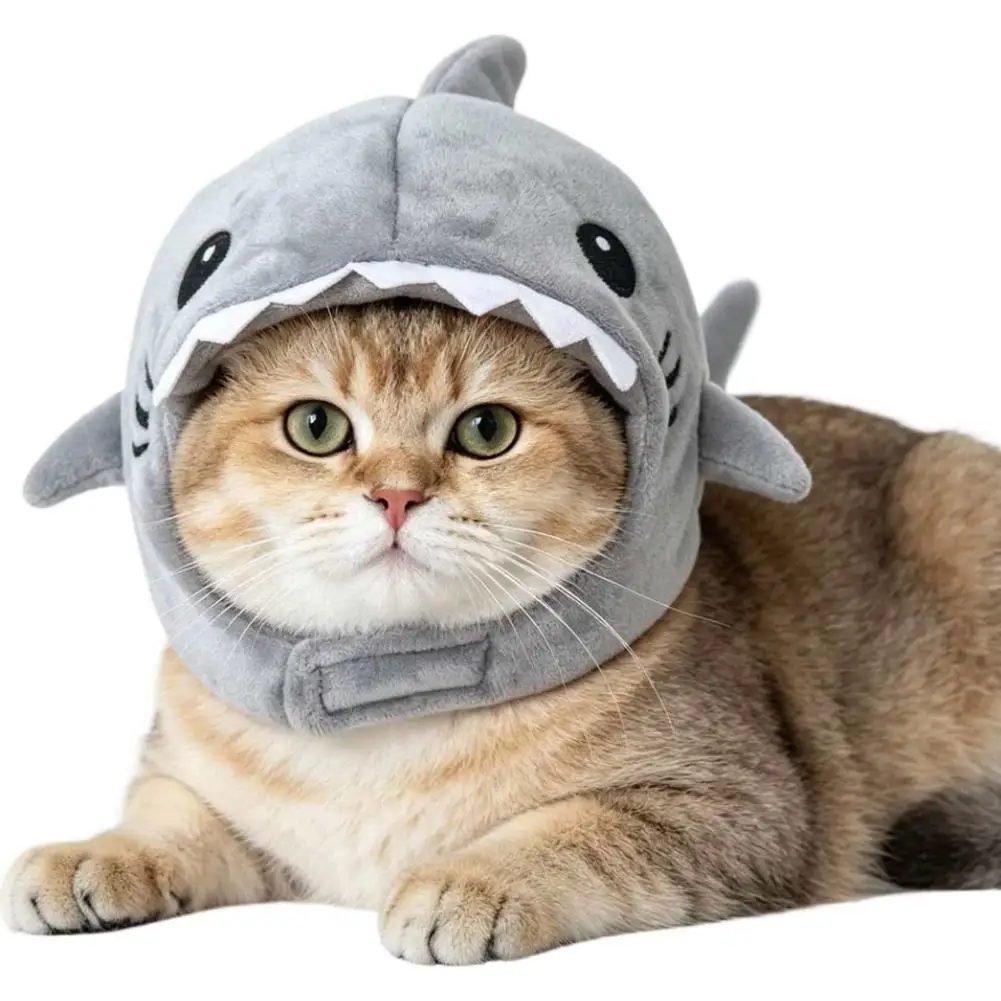 Cartoon Viral Shark Super‑Cute Transformable Headgear, Pet Hat Toy for Cats & Dogs Pet supplies kitten accessories