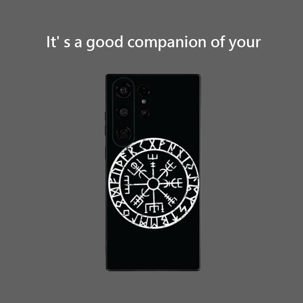 V-Viking Vegvisir Logo  Phone Case for Samsung Galaxy S25 Ultra S22 S23 S24 Ultra S21 S20 5G Protective Soft Silicone TPU Funda