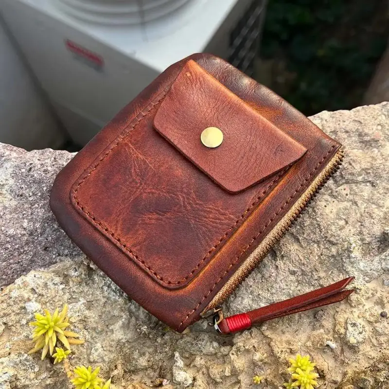 

1pc Viking Sporran Mini Portable Retro Style Handcrafted Genuine Cowhide Credit Card Wallet Change Holder Pouch
