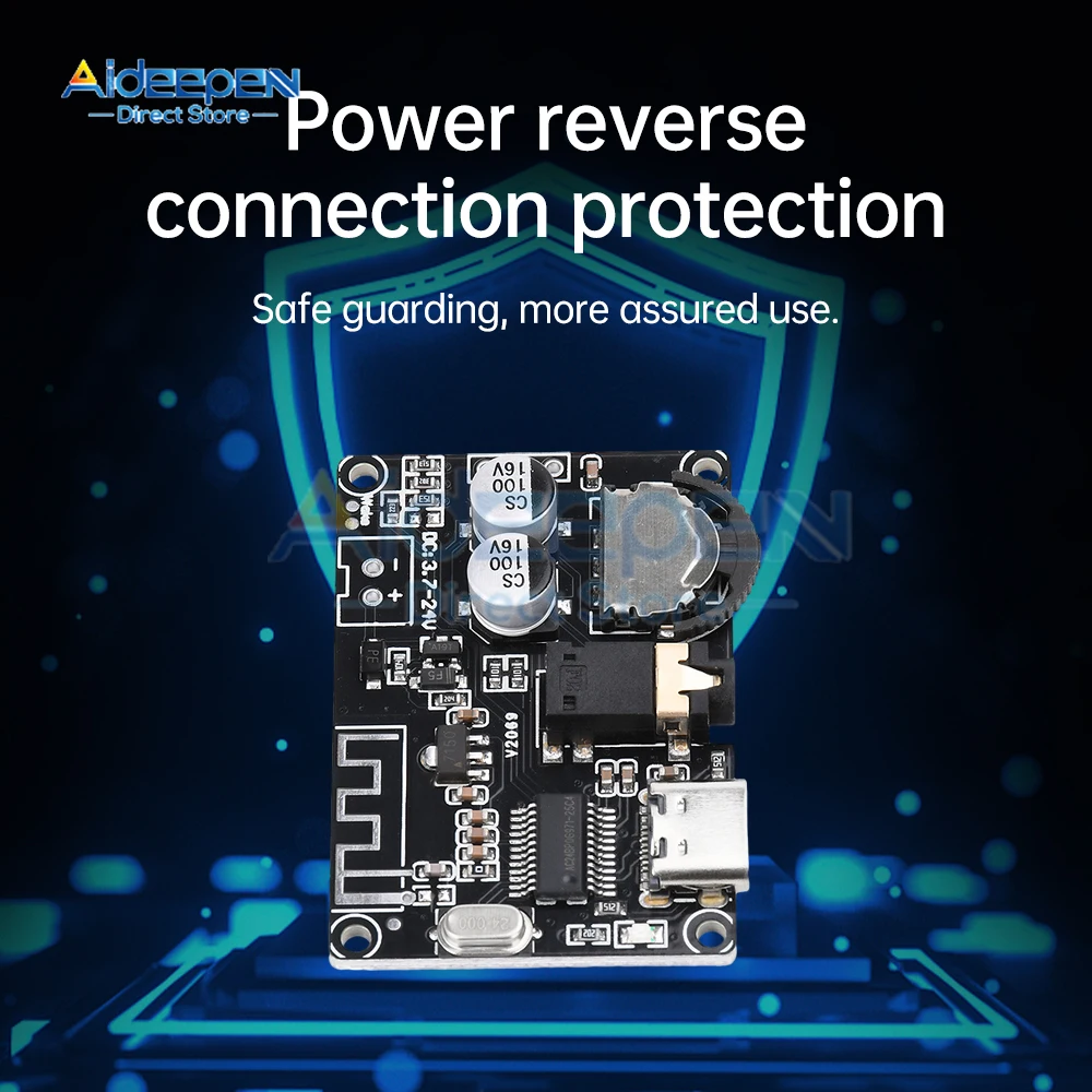 DC 3.7V-24V Bluetooth 5.0 Stereo Audio Receiver Board Mp3 Lossless Decoder Wireless Stereo Music Module XY-WRBT Type-C/Micro USB
