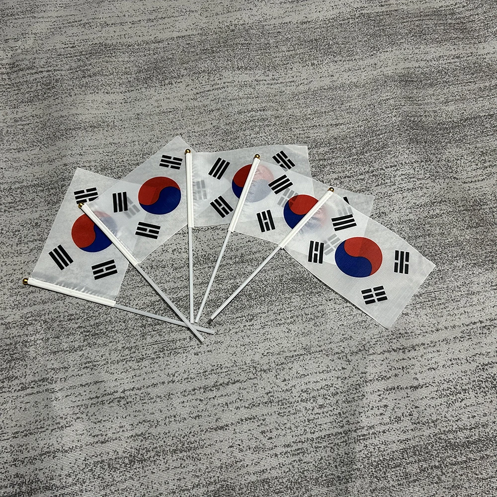 South Korea hand waving Flag 14x21cm 50pcs 100pcs  South Korea hand Flag Polyester Banner for Festival Home Decoration