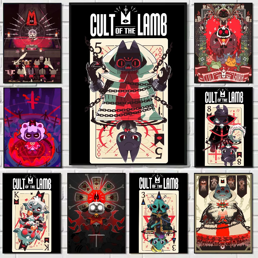 C-Cult Of The Lamb Game Poster HD Art Sticky Wall Waterproof