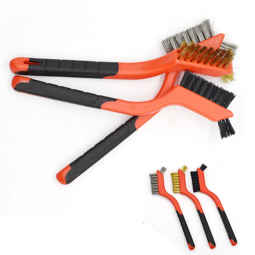 New Wire Brush Brass Nylon & Steel Brushes Rust Remover Cleaning Polish   Metal Brushes Cleaning Tools Home Kits Wire Brush