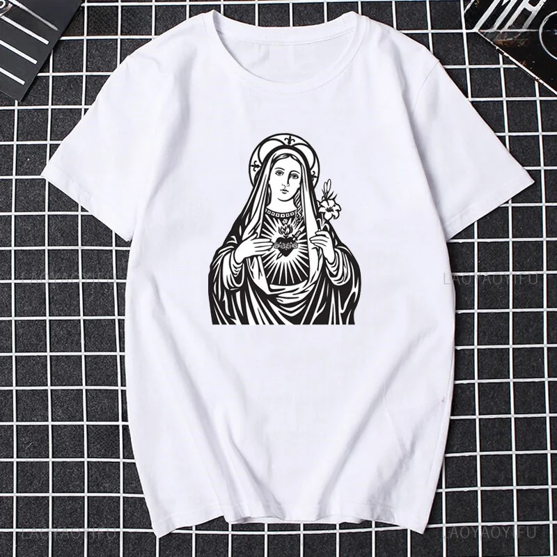 Our Lady of Guadalupe Virgin Mary The Madonna Religious Graphic Tshirt Summer Men Women Short Sleeve O-Neck Streetwear Tops