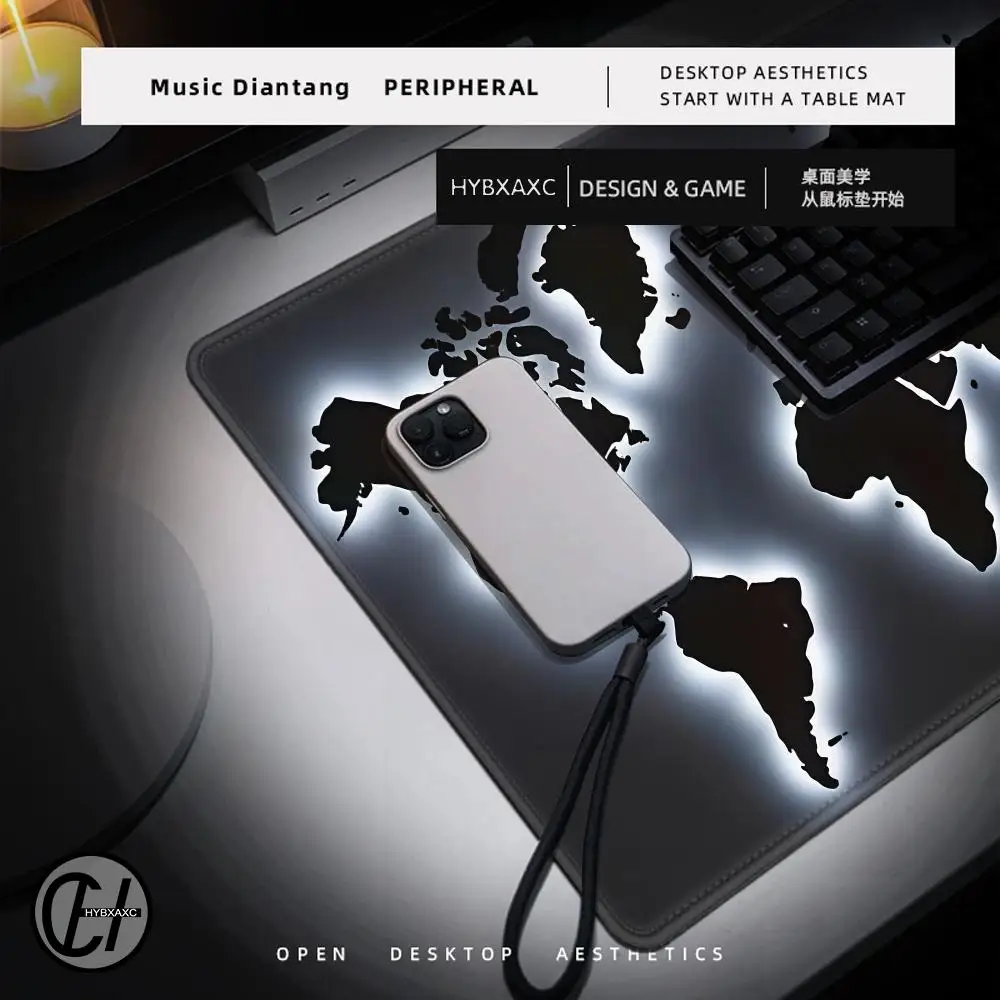 World Map Mouse Pad Large Computer Office Game Table Mat Rubber Anti-slip Stitched Edge Keyboard Mats 90x40 XXL Desk Pads
