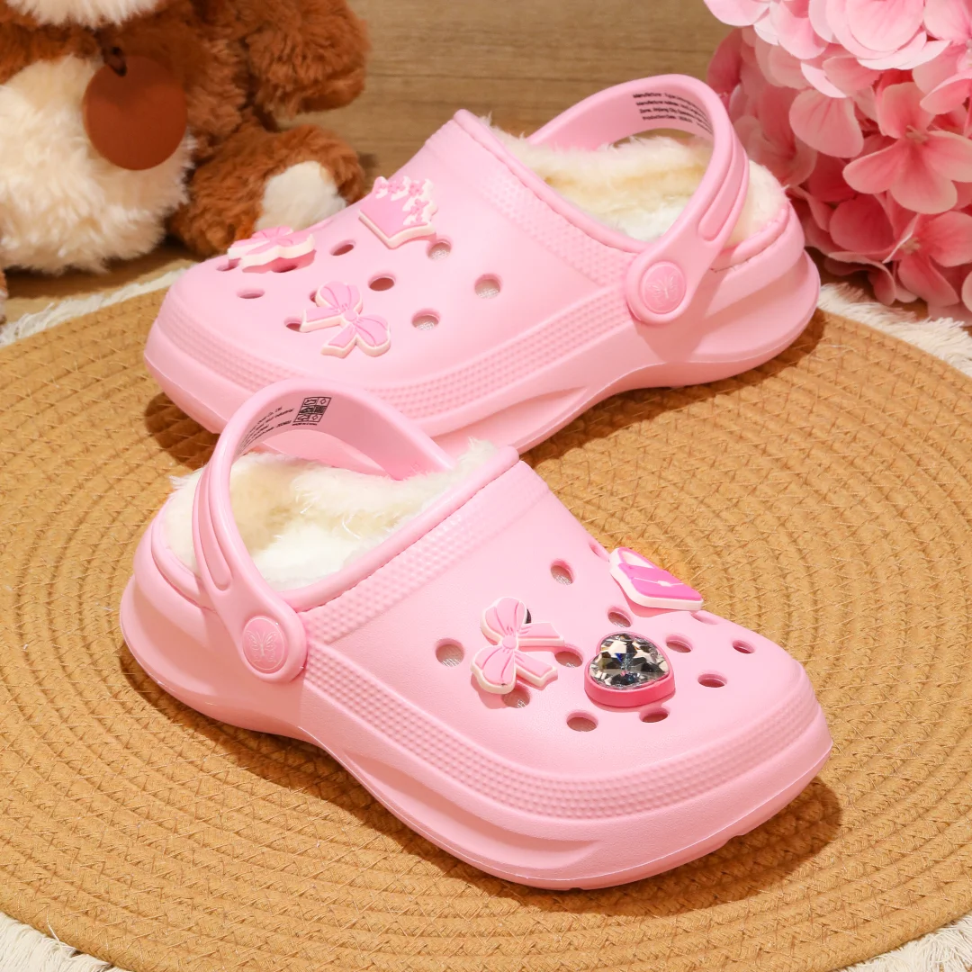 Kinder-Clogs und -Mules mit Fellfutter, leichte Garten-Schuhe mit Baumwollfutter, warme Hausschuhe für Jungen, Mädchen und Kleinkinder, 168. – Detail 8