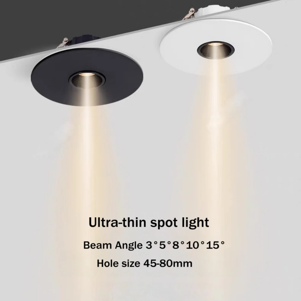 

Ultra-thin spot light small Angle 3°8°15° teahouse atmosphere wine cabinet anti-glare downlight, a beam of light museum