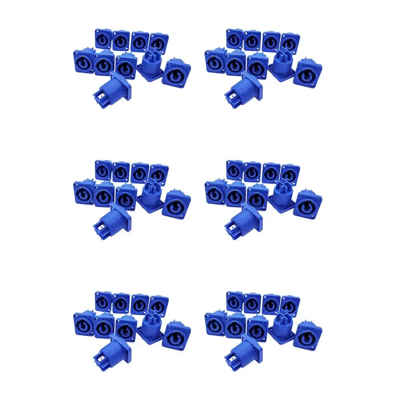 AA84 60PCS Powercon Connector 3 Pins 20A 250V Power Speaker Panel Socket Female For LED Screen Stage Lighting,Blue