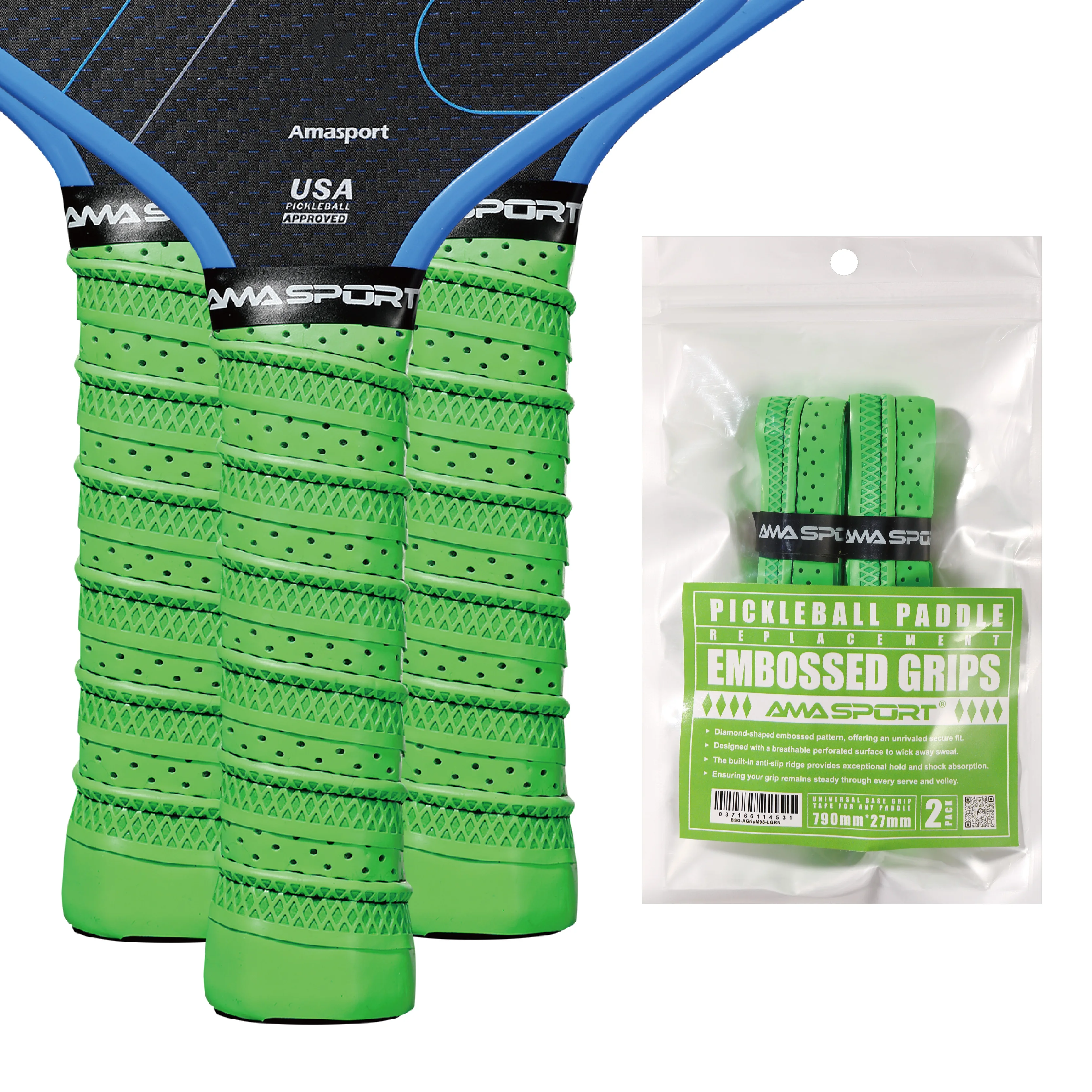 

Лента для захвата Pickleball AMASPORT Мягкая и прочная, впитывающая пот лента для захвата Pickleball — простота в использовании и простота установки