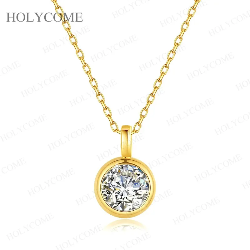 1 Karat Moissanit-Halskette für Damen, 925 Sterling Silber, runder Diamant-Anhänger, Verlobungs-, Hochzeits- und Party-Schmuck. – Detail 6