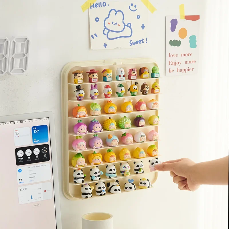 Wall-Mounted Handmade Blind Box Display Rack Acrylic Cute Grain Decoration Display Cabinet Cute Little Figures Display Box