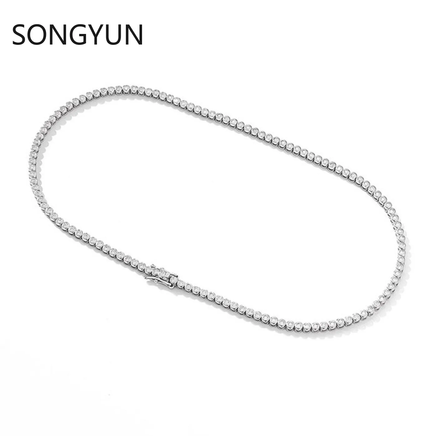 SongYun Luxury Jewelry 925 Sterling Silver Tennis Chain Necklace For Women Men Moissanite Diamond Tennis Necklaces Fine Jewelry