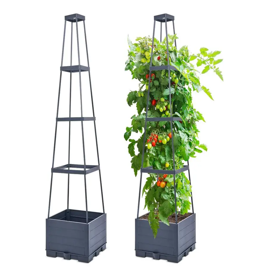 

Raised Garden Bed with Tomato Planter Box Trellis, 56 Tomato Cages for Garden, Tomato Planter Cage for Patio for Climbing Plants