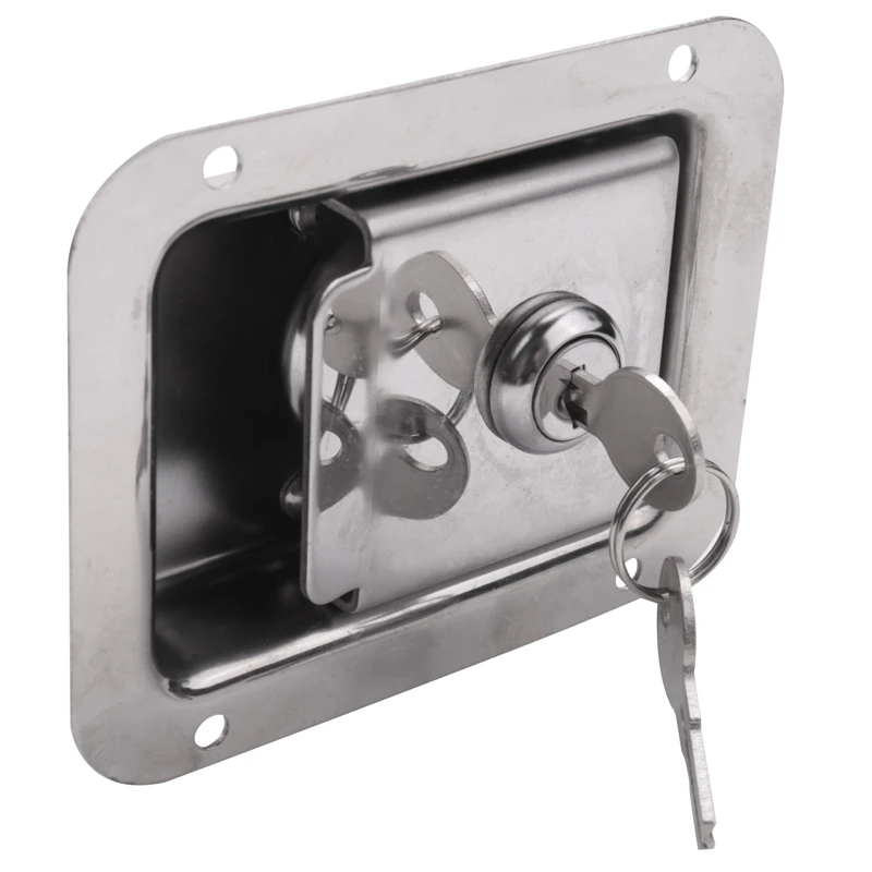 

Paddle Slam Latch With Lock & Key Travel Trailer Lock Stainless Steel RV Door Latch Heavy Duty Flush Mount Handle Latch