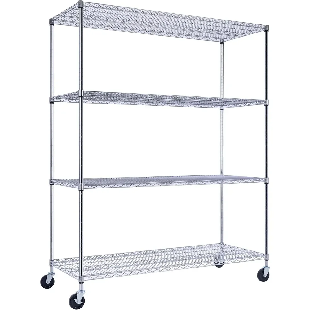 

60"x24"x72" PRIME HEAVY DUTY Chrome 4-Tier Wire Shelving NSF 2400 LBS MAX Capacity Storage Rack for Commercial, School