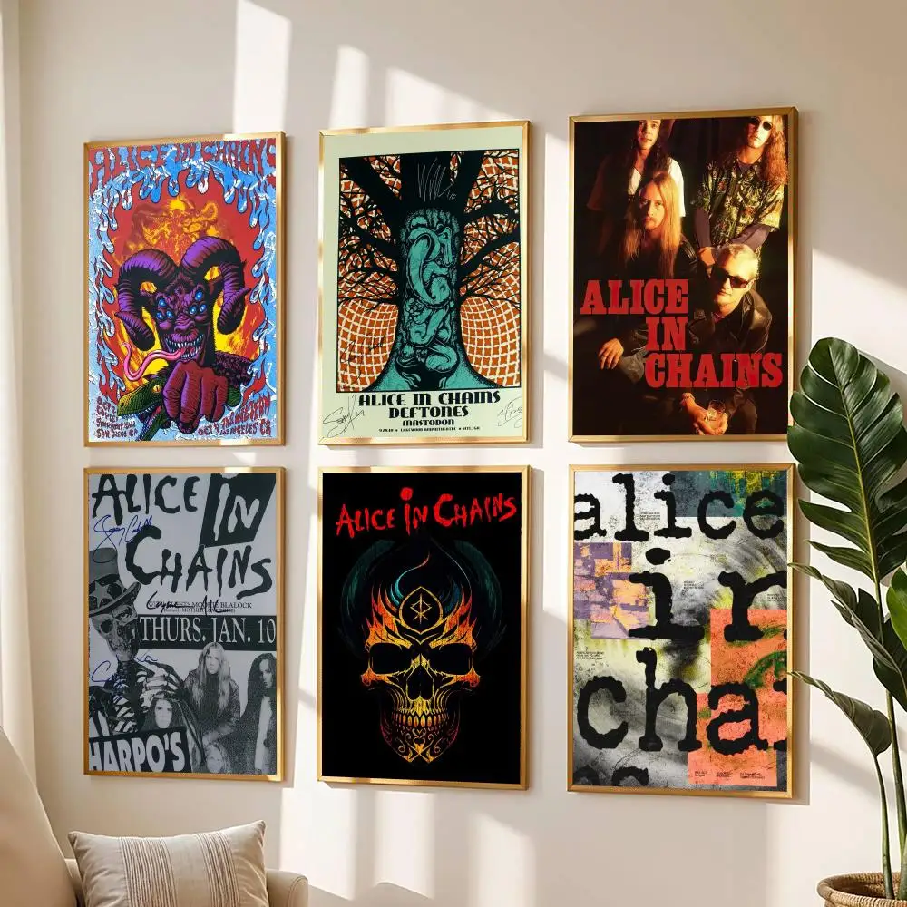 band A-Alice In Chains-S Painting Calligraphy Boho Botanical Decor for Living Room  Elegant Home Style