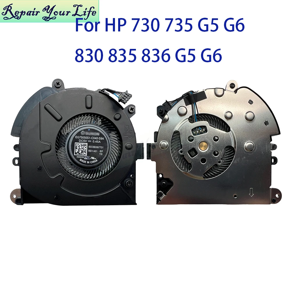Notebook Cooler Radiator CPU Fan For HP EliteBook 830 835 836 G5 G6 730 735 G5 G6 EG75050S1-C040-S9A 6033B0067701 L60624-001 5V