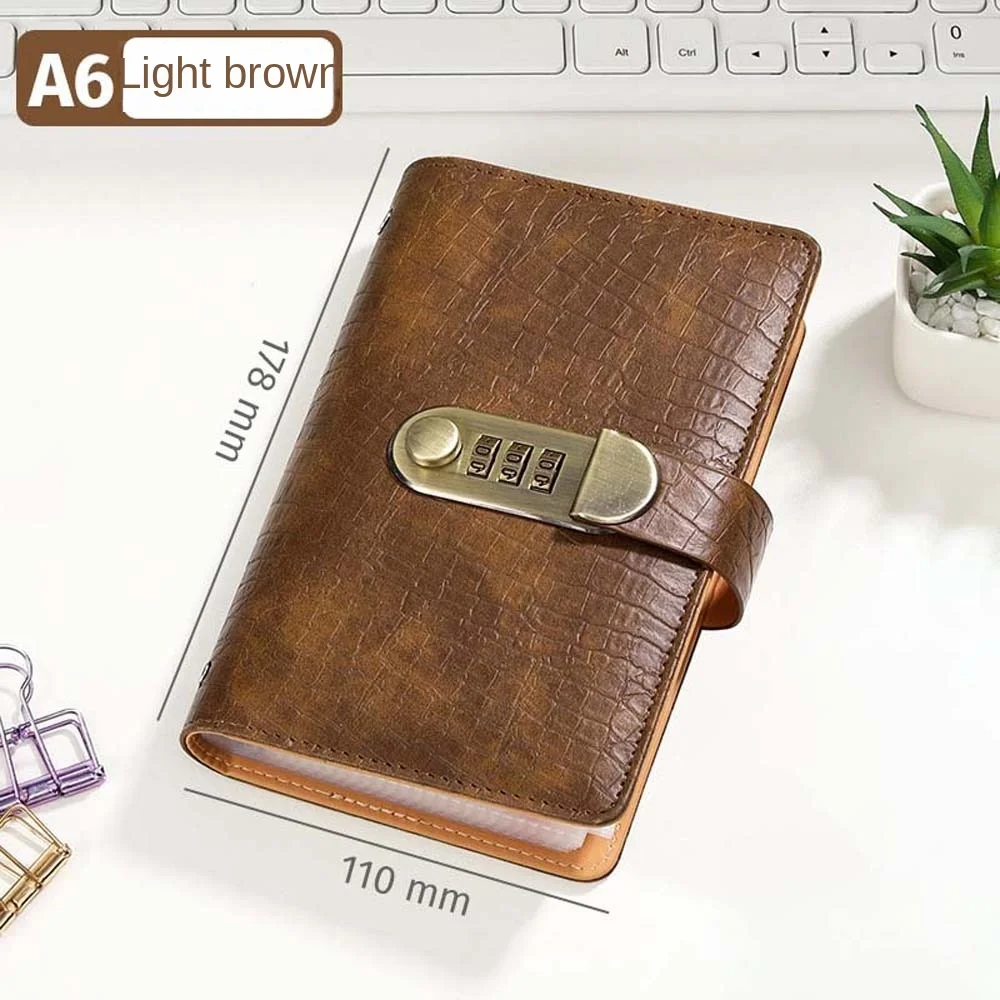 With Password Lock Saving Money Binder Savings Handbook Imitation Crocodile PU Leather Planner Organizer Wallet Storage
