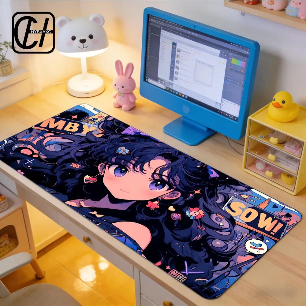 Anime Beauty Girl Mouse Pad E-Sports Gaming Mouse Pad Oversize Personalized Desk Pad Keyboard Mouse Pad Carpet HYBXXC