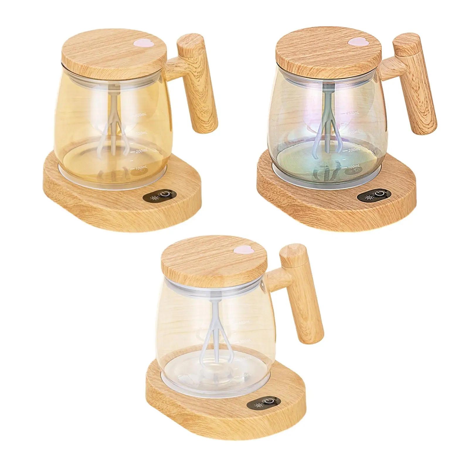 Self-mixing cup, automatic mixing cup, heating pad with wooden lid,