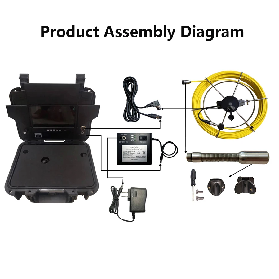 23mm Camera Head IP68 Waterproof 304 Sapphire Lens Camera 7“Monitor Sewer Pipe Drain Inspection Endoscope  Camera