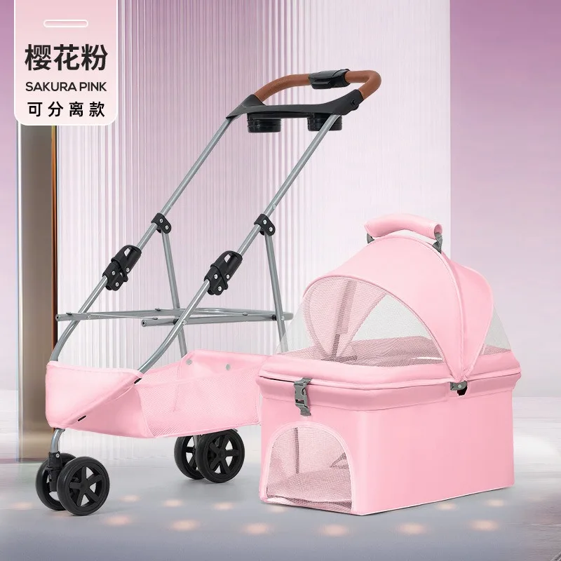 Lightweight Three-Wheeled Pet Stroller Stackable Outdoor Cart for Medium to Small Dogs And Cats