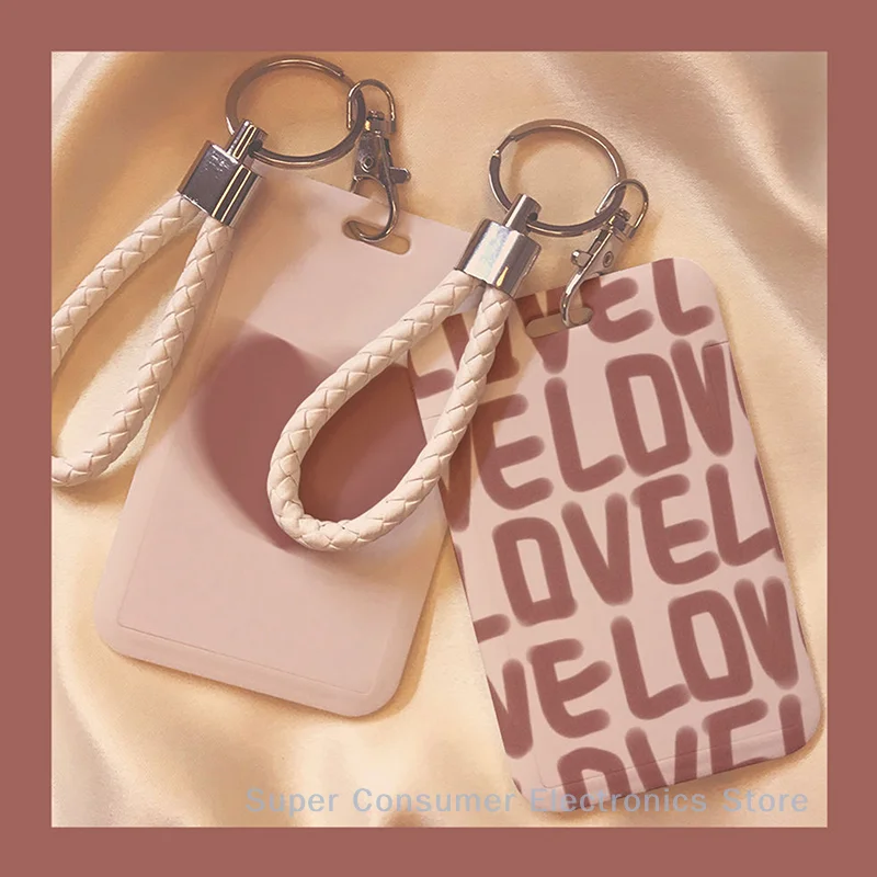 Cartoon Card Holder Photocard Holder Keychain Students Card Protectors Pink ID Bank Cards Cover School Stationery