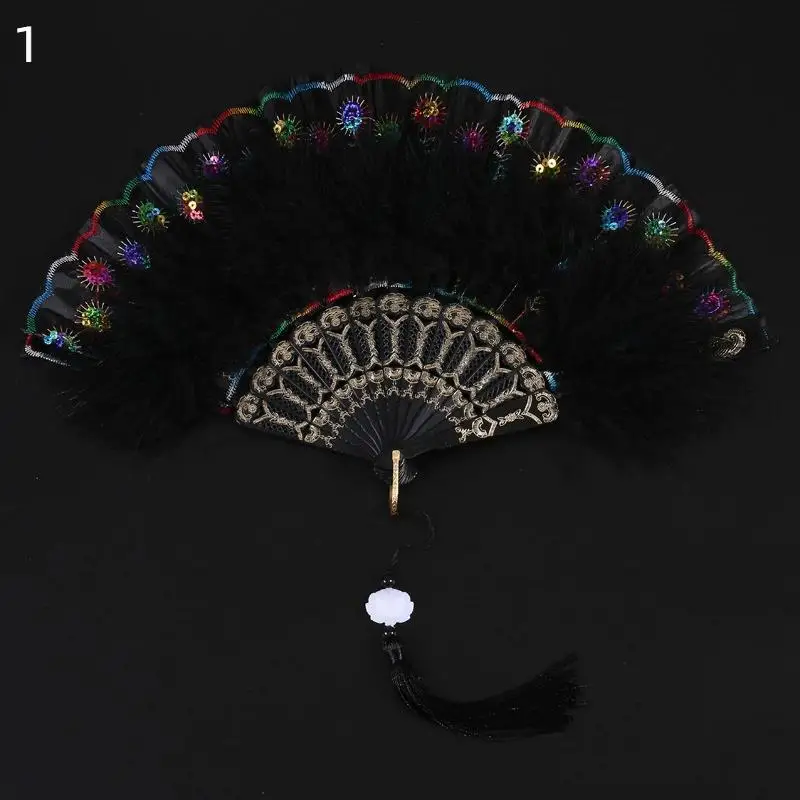 New！Vintage Hand Fan Folding Fan Woman Japanese Style Dancing Fans Feather Fan Foldable Fans Party Favors Home Decor