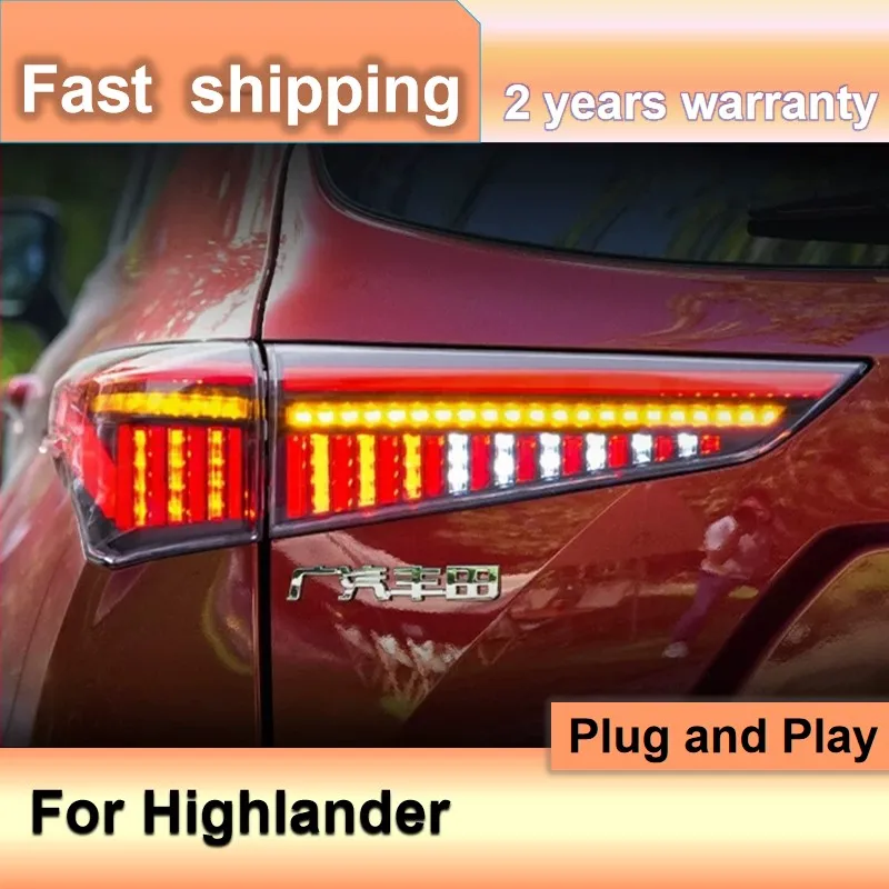 Car Accessories for Toyota Highlander Tailights 2021-2022 Highlander Tail Light Rear DRL Fog Brake Reversing Turn Signal