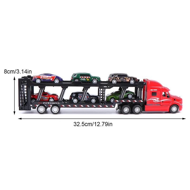 Alloy American Big Truck With 6PCS Mini Metal Alloy Diecast Car Model Scale Toys Vehicles Carrier Truck For Kids