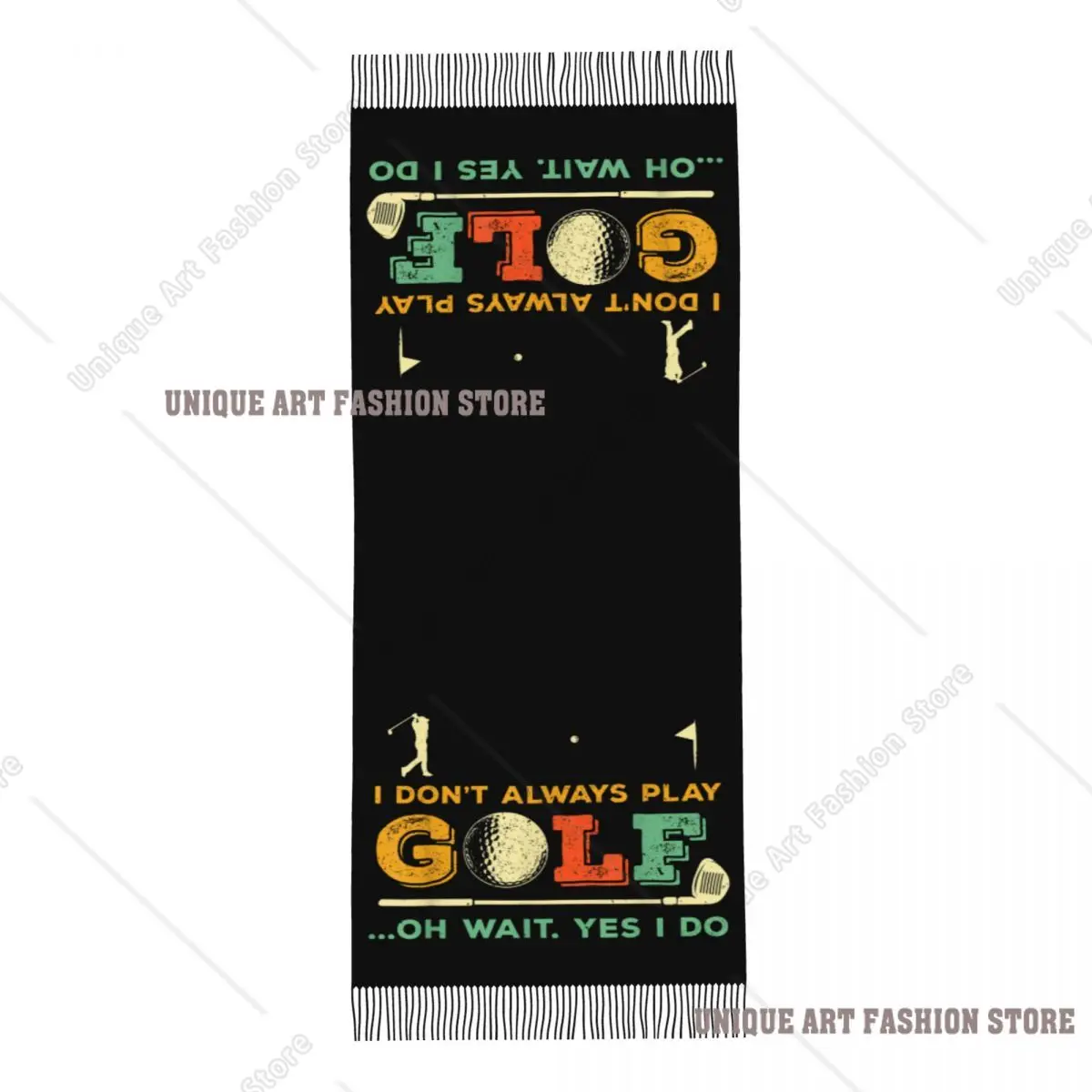 مخصص مضحك الغولف إقتباس وشاح التفاف المرأة طويلة شتاء خريف دافئ شرابة شال للجنسين الأوشحة #5