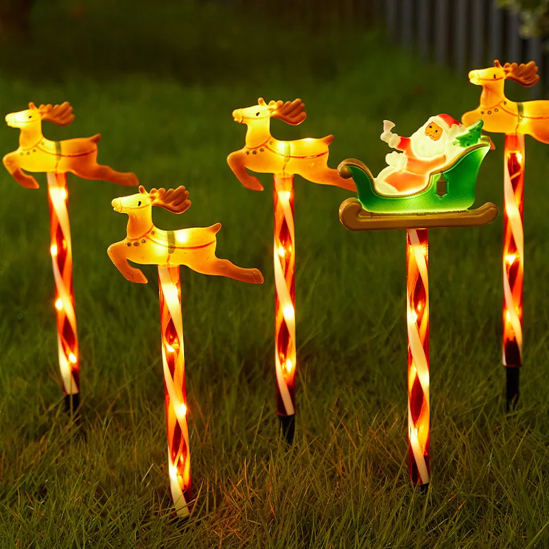 

5pcs Solar LED Christmas Lights Santa Reindeer Pathway Lights for Outdoor Patio Garden Lawn Decor Holiday Lights Waterproof