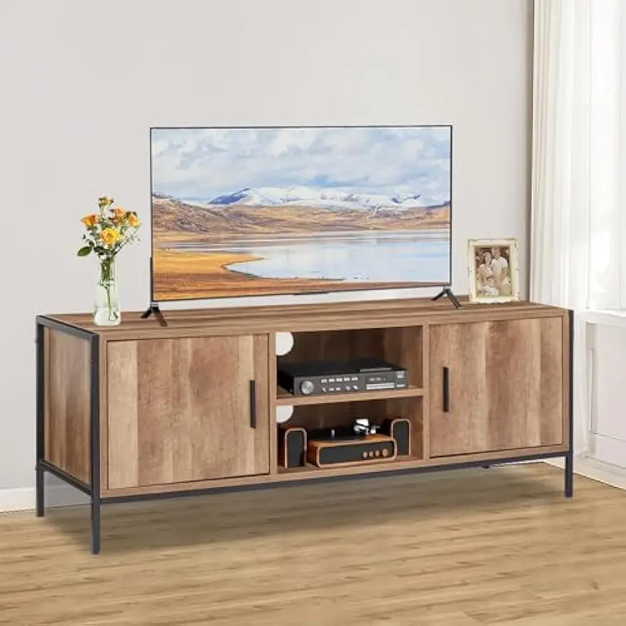 

TV Stand for 55 Inches - TV Console Table with Storage Cabinet Shelves with 2 Doors 48 Inch Entertainment Center